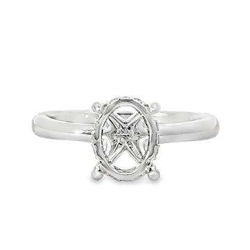 18kt White Gold Hidden Halo Natural Diamonds Semi-Mount Ring (0.07ct)