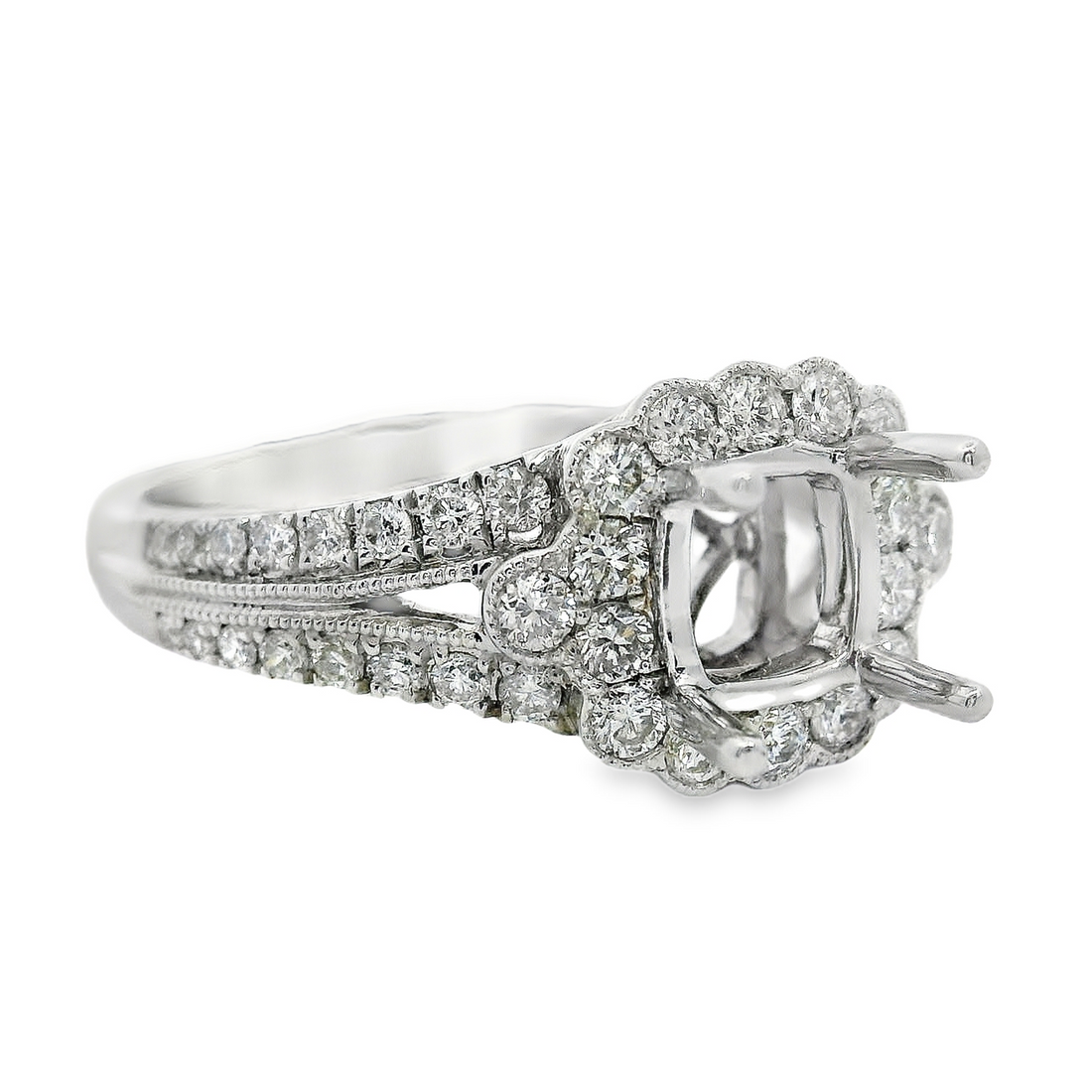 18kt White Gold Natural Full-Cut Diamond Semi-Mount Ring (.63ct)