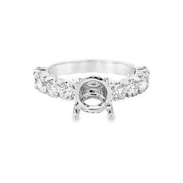 18kt White Gold Hidden Halo Natural Diamonds Semi-Mount Ring (1.34ct)