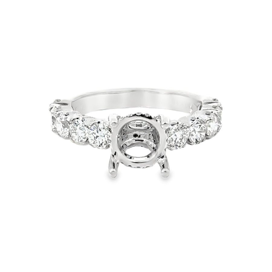 18kt White Gold Hidden Halo Natural Diamonds Semi-Mount Ring (1.34ct)