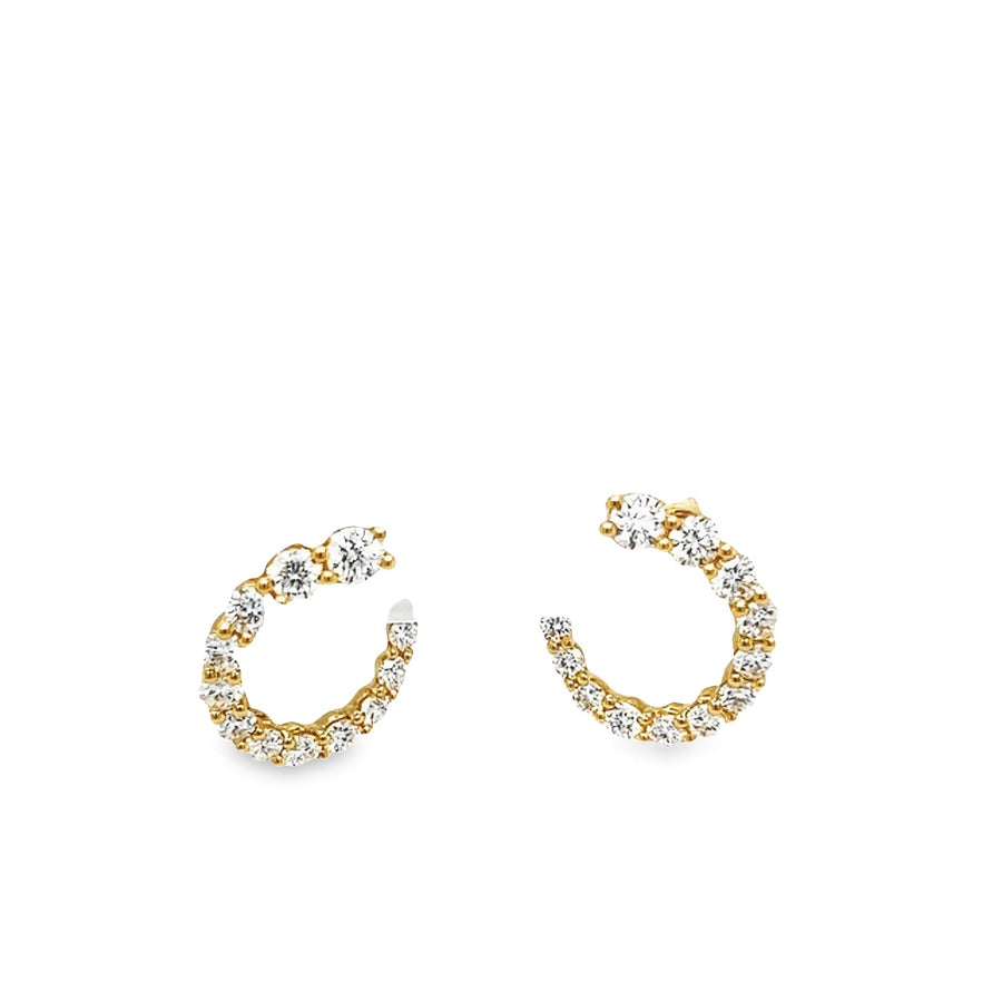 18K Yellow Gold Small Hoop Diamond Earrings (.75ct)