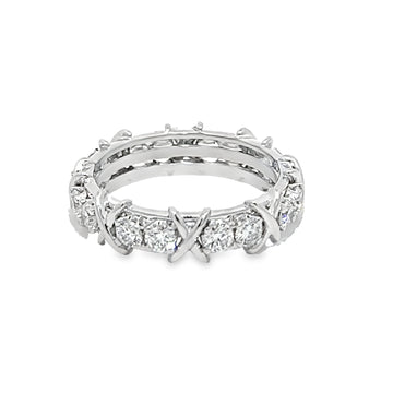 18K White Gold Natural Round Diamond Wedding Ring (1.17ct)