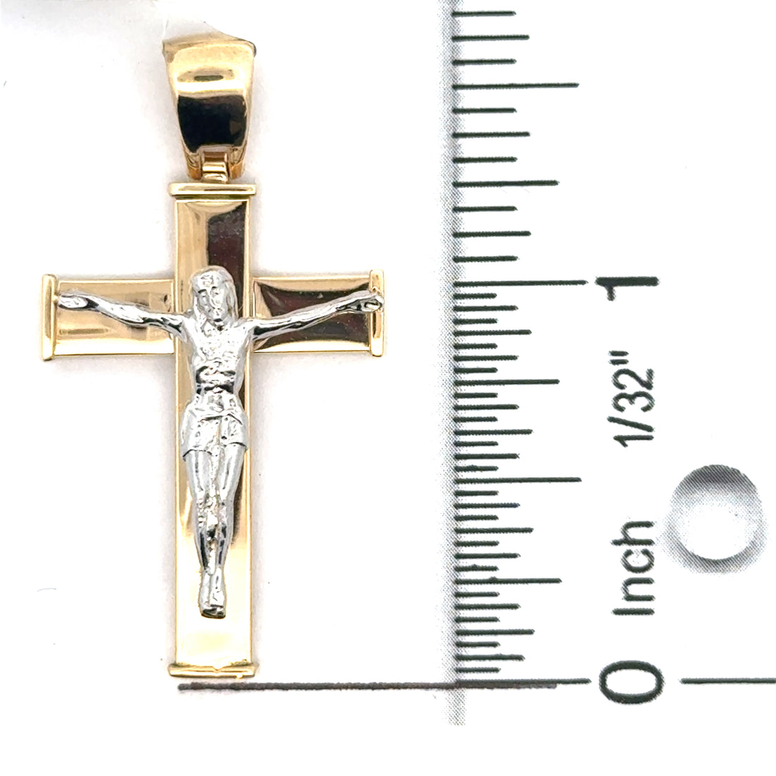 14kt Two-Tone Gold Italian Made Crucifix Pendant (3.0g)