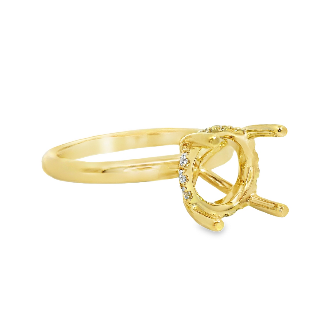 18kt Yellow Gold Natural Round Diamond Semi-Mount Ring (.11ct)