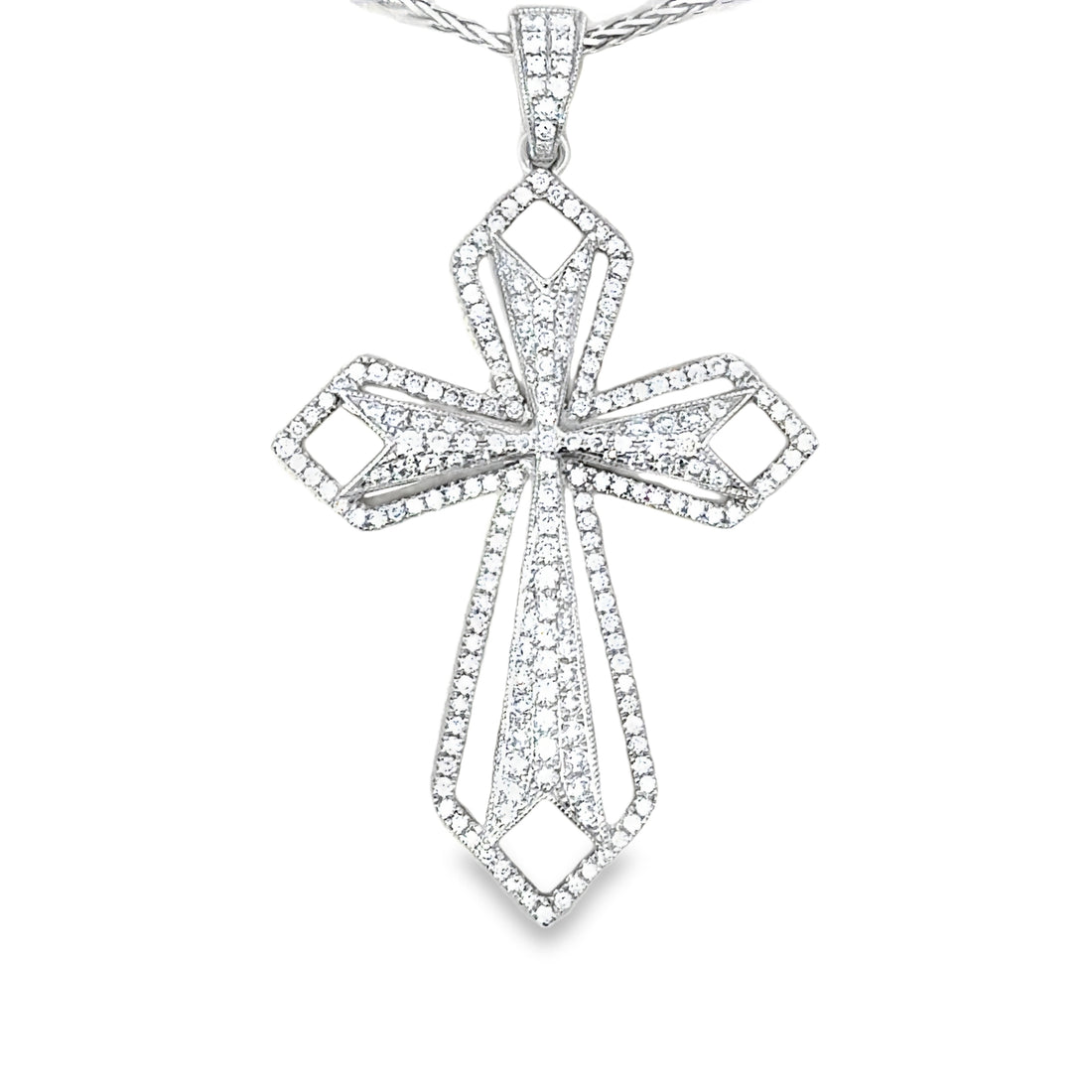 18kt White Gold Natural Diamond Cross Pendant (0.82ct)