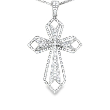 18kt White Gold Natural Diamond Cross Pendant (0.82ct)