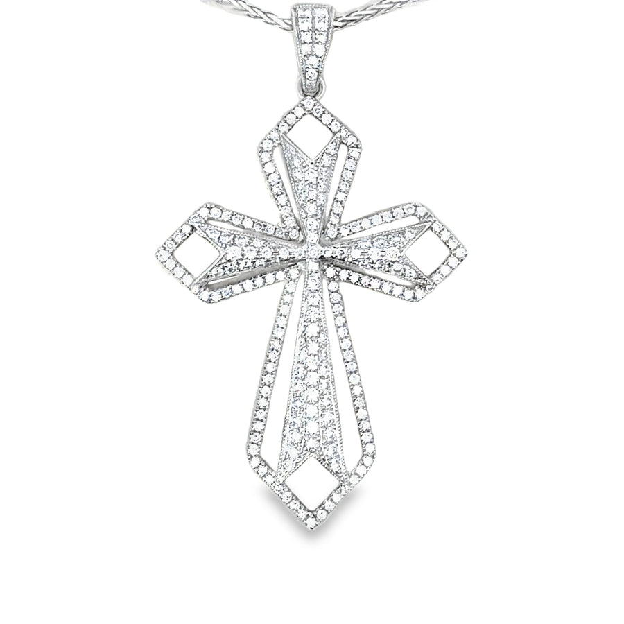 18kt White Gold Natural Diamond Cross Pendant (0.82ct)