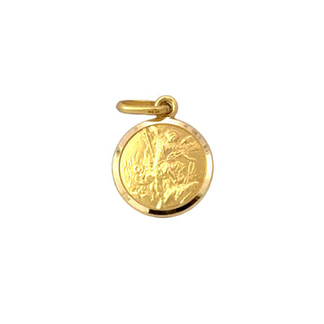 18K Yellow Gold 13mm St. Michael Medal Pendant (2.09g)