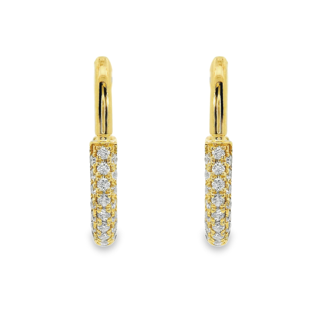 18kt Yellow Gold Round Natural Diamond Small Hoop Earrings (.33ct)