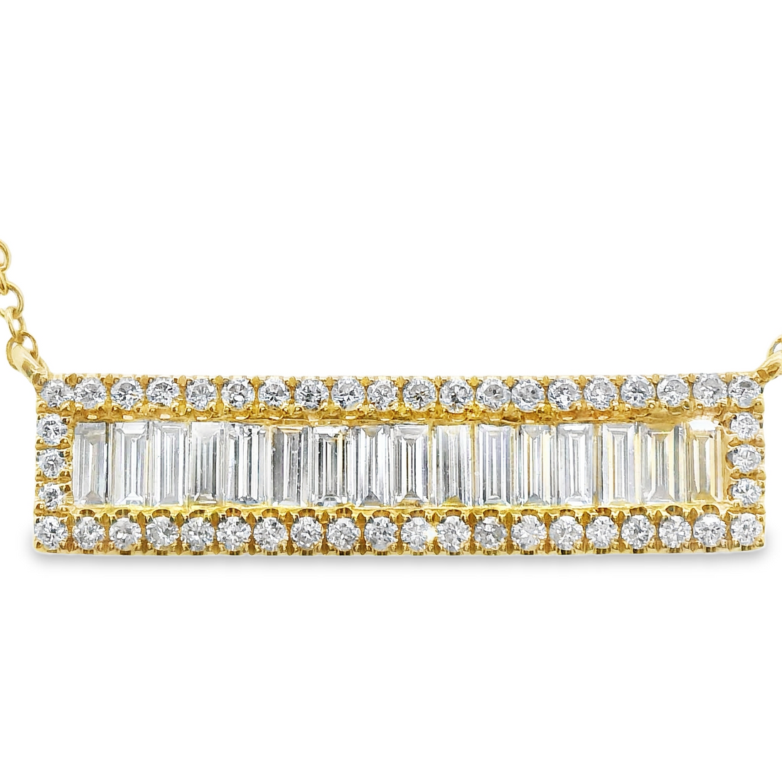 18kt Yellow Gold 17" Adjustable Diamond Bar Necklace (.92ct)