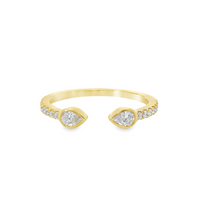 18kt Yellow Gold Natural Pear Diamonds and Natural Round Diamonds Wedding Ring (.28ct)