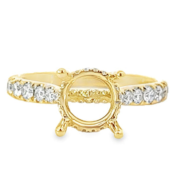 18K Yellow Gold Natural Round Diamond Semi-Mount Ring (.66ct)