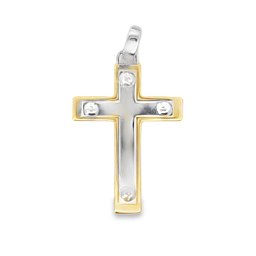 18K Two-Tone Italian Made Gold Cross Pendant (2.6g)