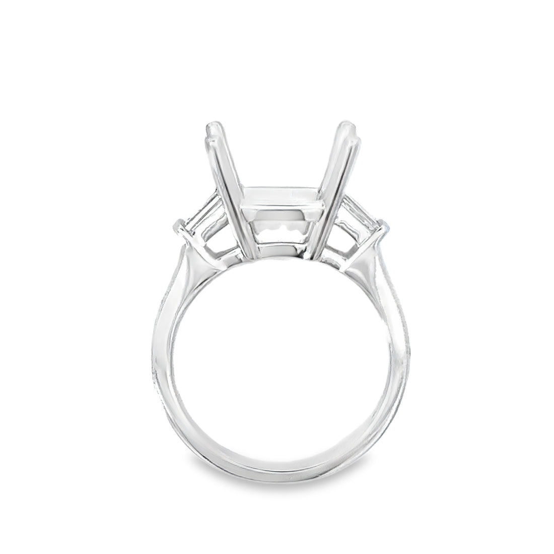 18kt White Gold 3 Stone Natural Diamonds Semi-Mount Ring (0.45ct)