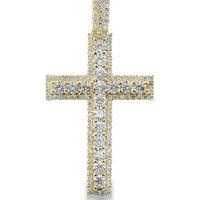 14kt Yellow Gold Lab-Grown Diamond Cross Pendant (2.73ct) w/18" Italian Made Diamond Cut Rope Chain (13.02g)