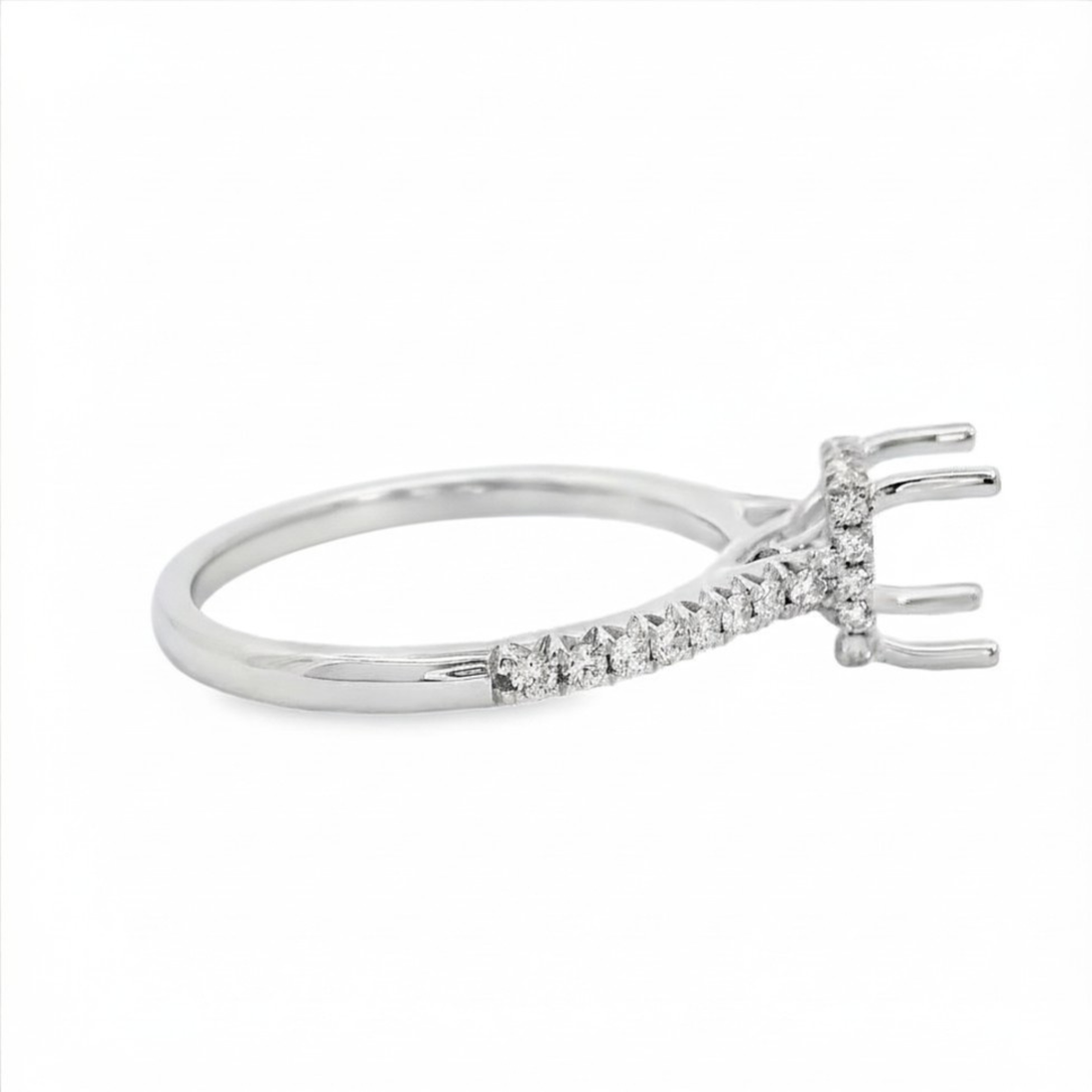 18kt White Gold Full-Cut Diamond Hidden Halo Semi-Mount Ring (.26ct)