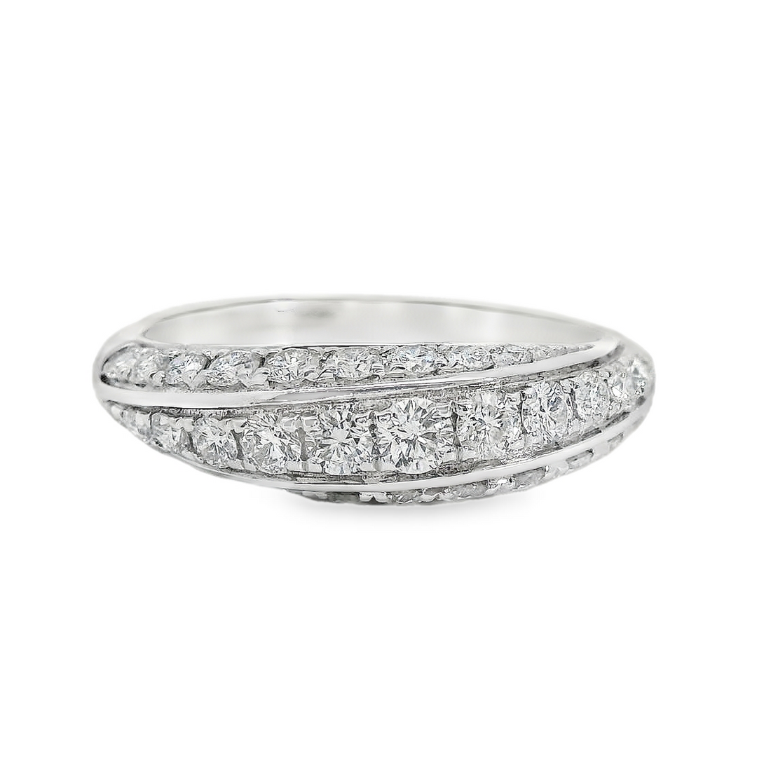 18kt White Gold Natural Round Diamond Wedding Ring (.79ct)