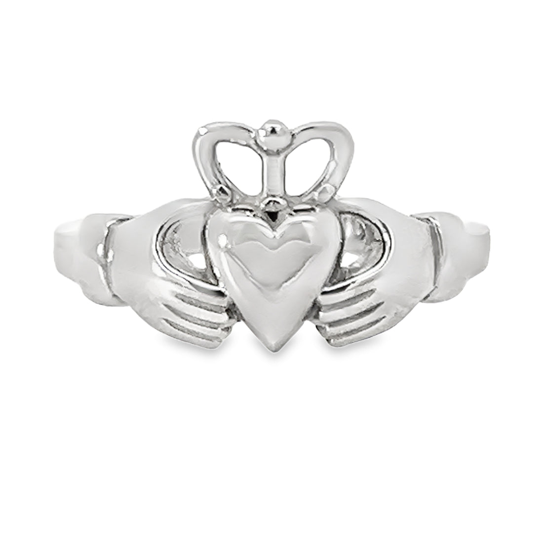 14kt White Claddagh Fashion Ring