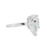 18kt White Gold Lab-Grown Pear and Natural Round Diamond Hidden Halo Engagement Ring (2.11ct)