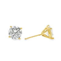14kt Yellow Gold Lab-Grown Round Diamond Four-Prong Martini Stud Earrings (3.01ct)
