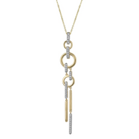 Oro Alexander 14kt Yellow Gold Natural Diamonds Circles and Sticks Drop Necklace (.36ct)