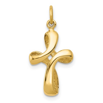 14kt Yellow Gold Polished Ribbon Cross Pendant (1.2g)