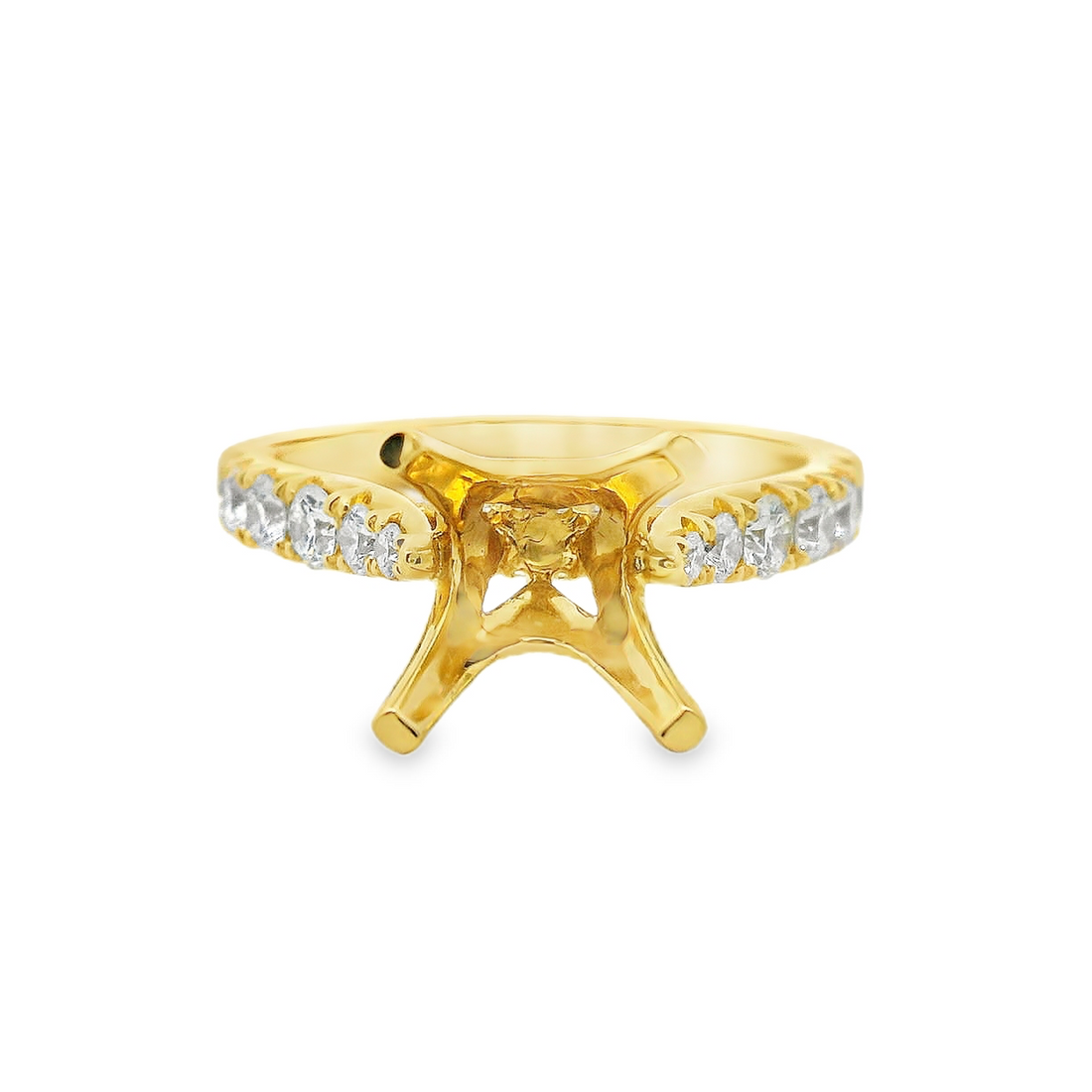 18kt Yellow Gold Natural Round Diamond Semi-Mount Ring (.64ct)
