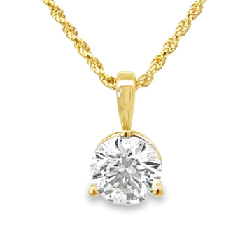 14kt Yellow Gold Lab-Grown Diamond Solitaire Pendant (1.02ct)