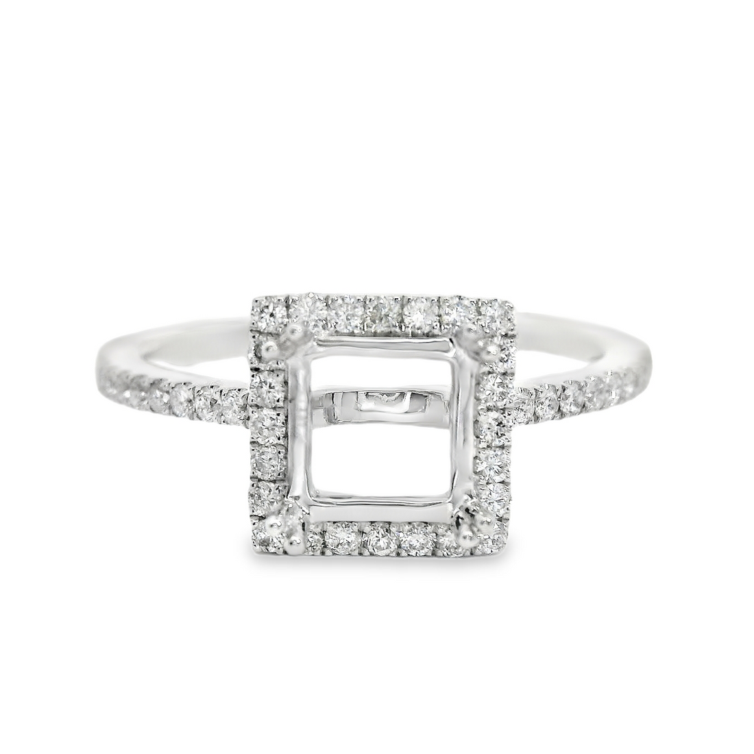 18kt White Gold Full-Cut Diamond Halo Semi-Mount Ring (.27ct)