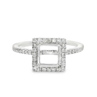 18kt White Gold Full-Cut Diamond Halo Semi-Mount Ring (.27ct)