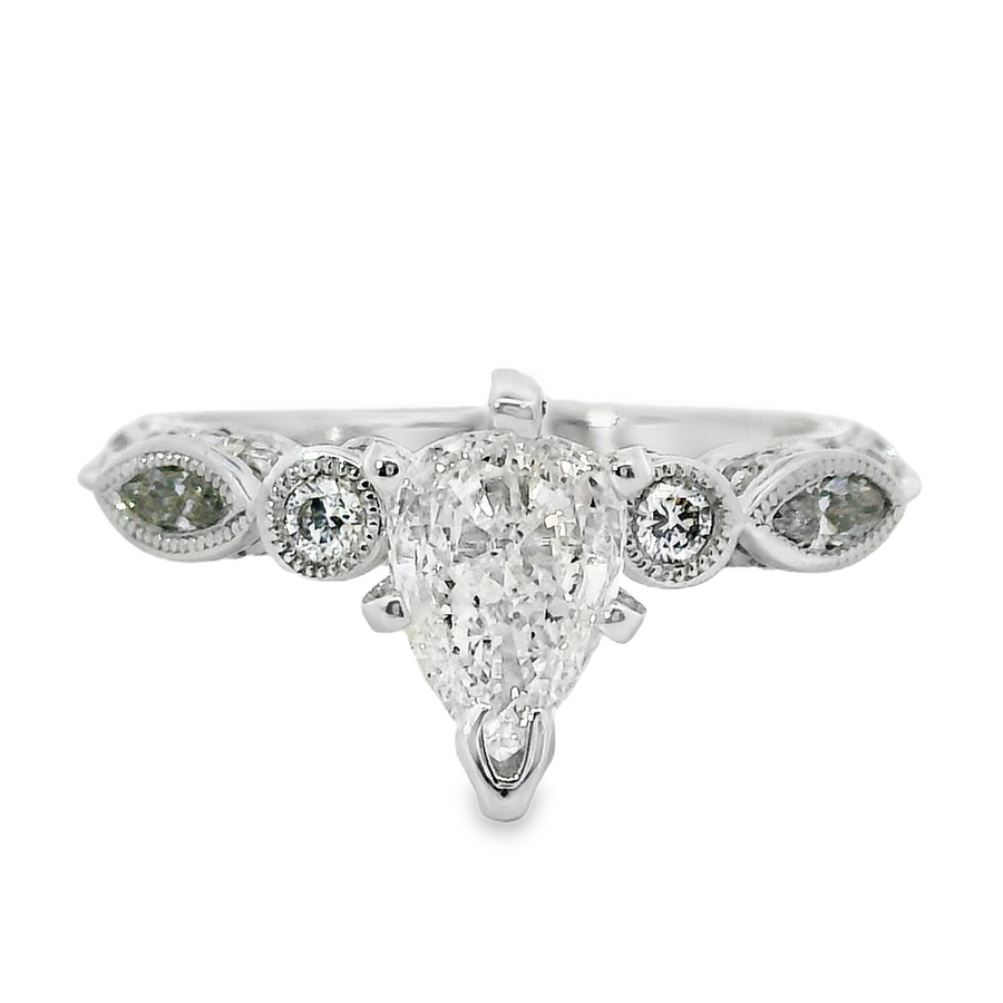 18kt White Gold Natural Pear Diamond Engagement Ring (0.9ct)