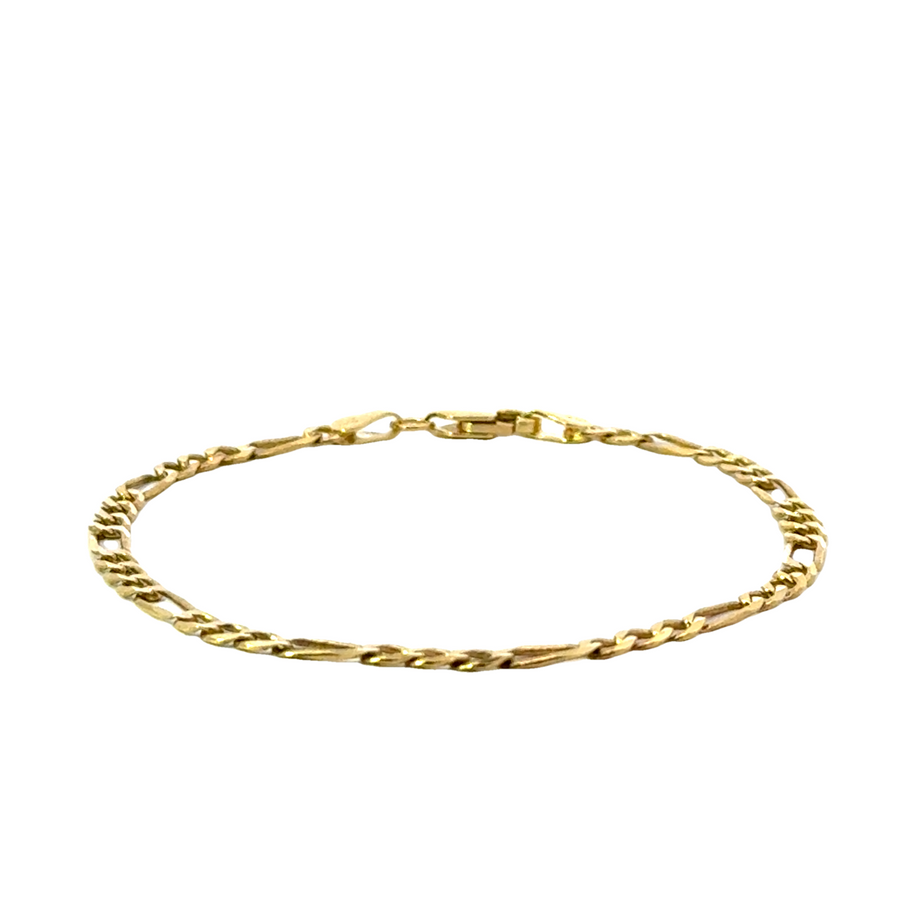 14K Yellow Gold 7" 3.18mm Figaro Style Bracelet (2.93g)