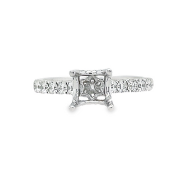 18K White Gold Natural Round Diamond Semi-Mount Ring (.57ct)