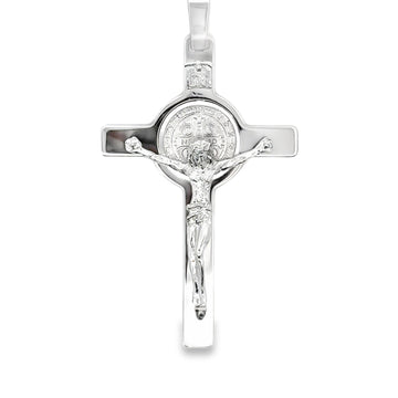 18kt White Gold 57mm Italian Made Crucifix Pendant (8.41g)