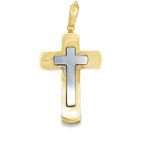 18kt Two-Tone Gold Italian Made Cross Pendant (15.1g)