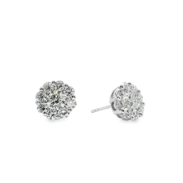 18kt White Gold Natural Diamonds Cluster Earrings (2.19ct)