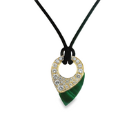 18kt Yellow Gold Natural Malachite and Natural Round Diamond Pendant (3.48ct)