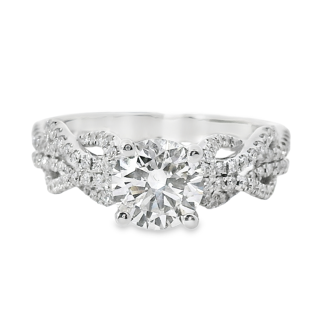 18kt White Gold Natural Round Diamond Engagement Ring (1.35ct)