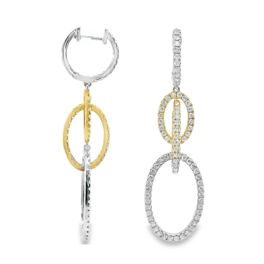 18kt Tu-Tone Gold Natural Diamonds Drop Earrings (1.73ct)