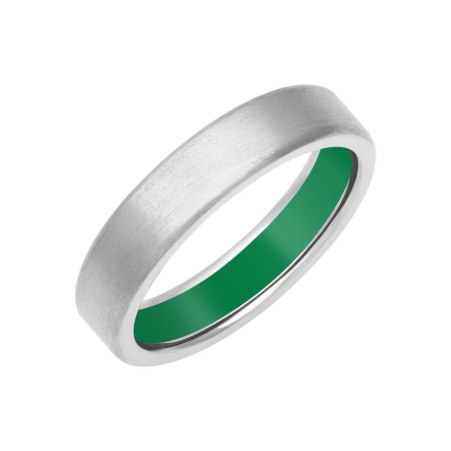 Goldman 14kt White Gold with Green Ceramic 5mm Wedding Band