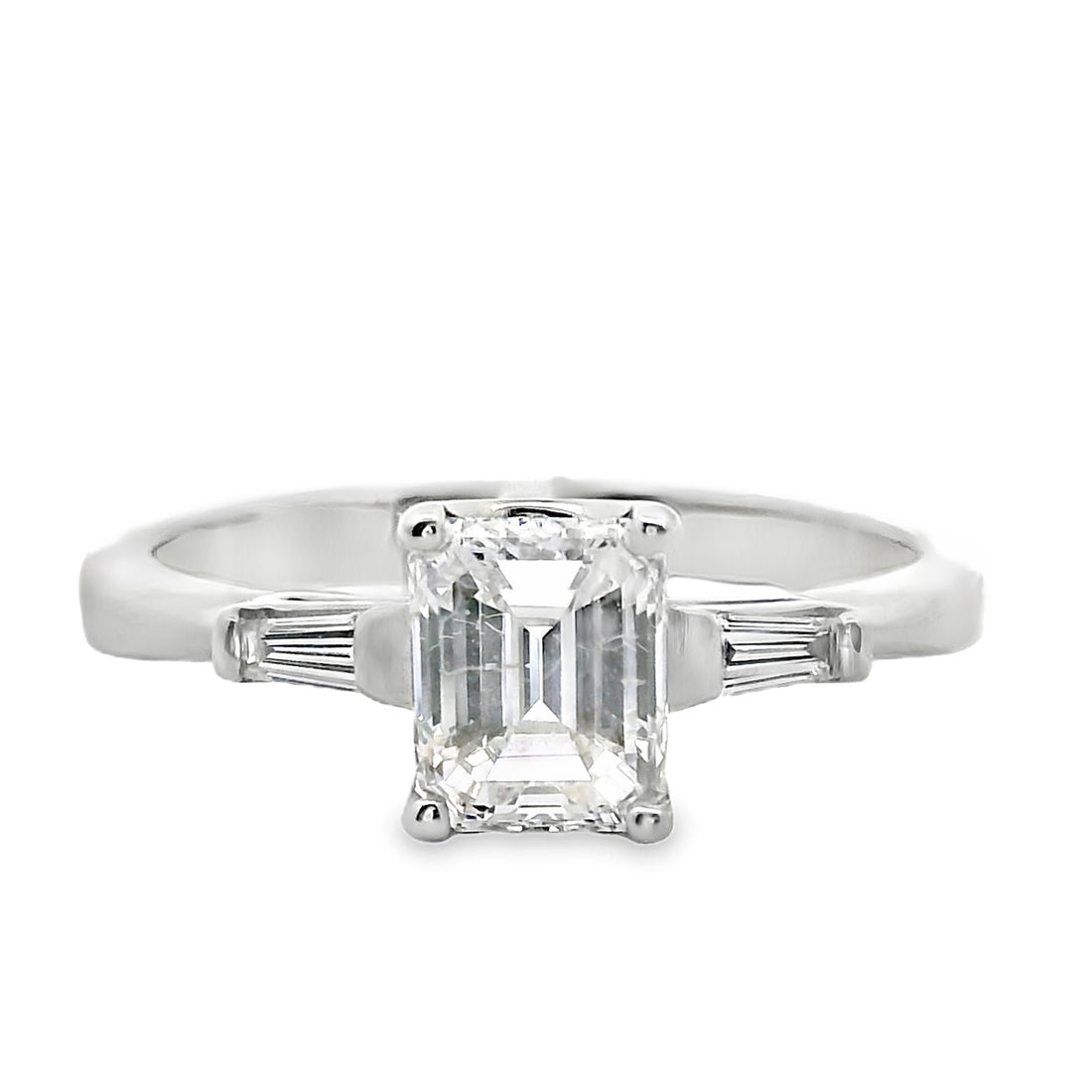 18kt White Gold Natural Emerald Diamond Engagement Ring (1.15ct)