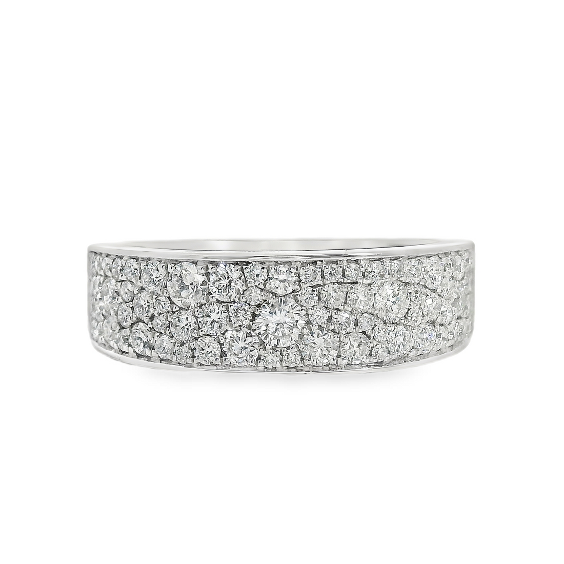 18kt White Gold Natural Round Diamond Pavé Wedding Ring (.70ct)