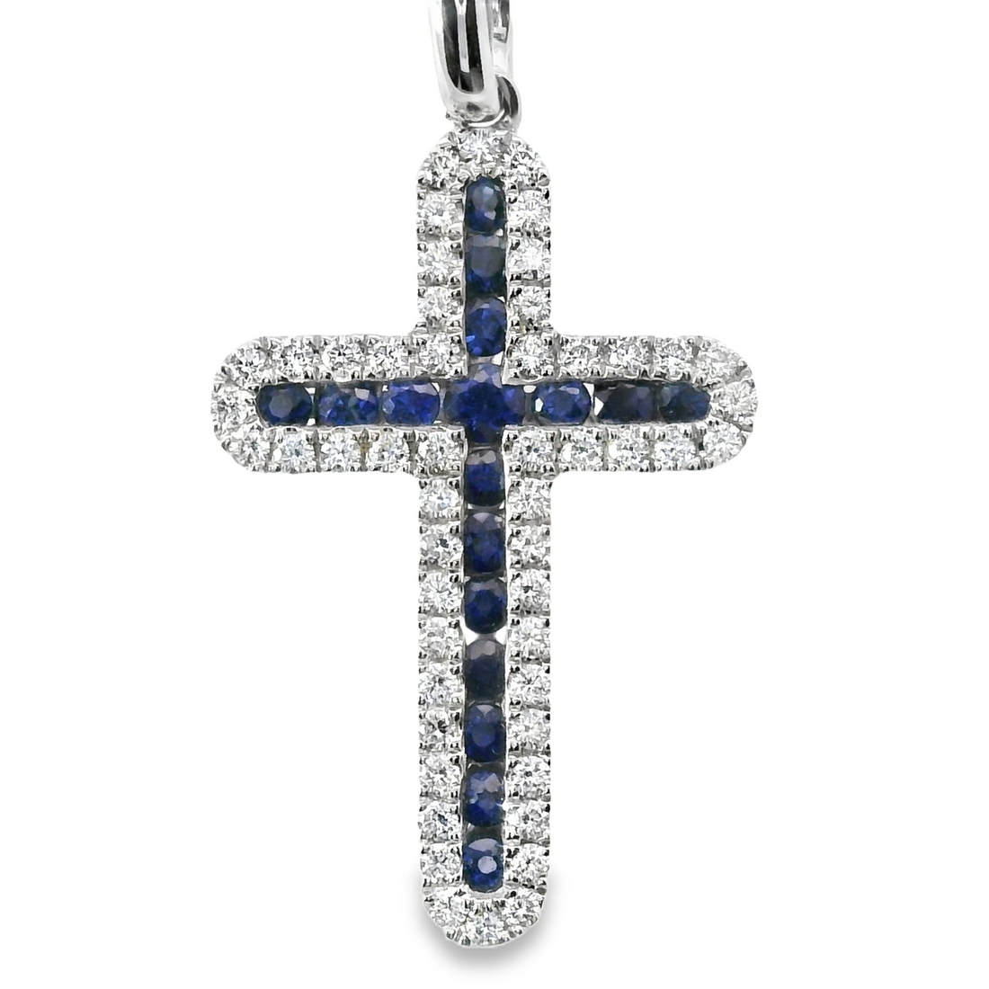 18kt White Gold Natural Diamonds And Natural Sapphires Pendant (0.59ct)