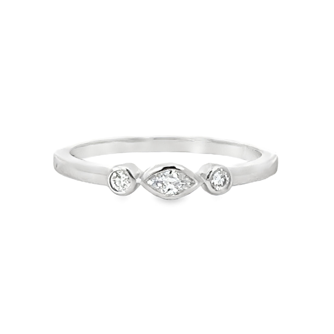 18kt White Gold Marquis and Round Diamond Ring (.14ct)