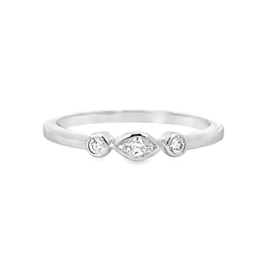 18K White Gold Marquise Diamond Ring (.14ct)