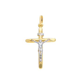 14K Two-Tone Italian Made Crucifix Pendant (1.55g)