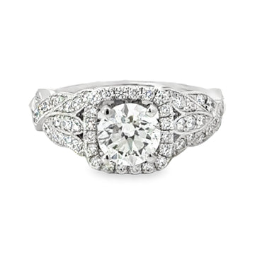 18kt White Gold Natural Diamond Halo Engagement Ring (1.58ct)