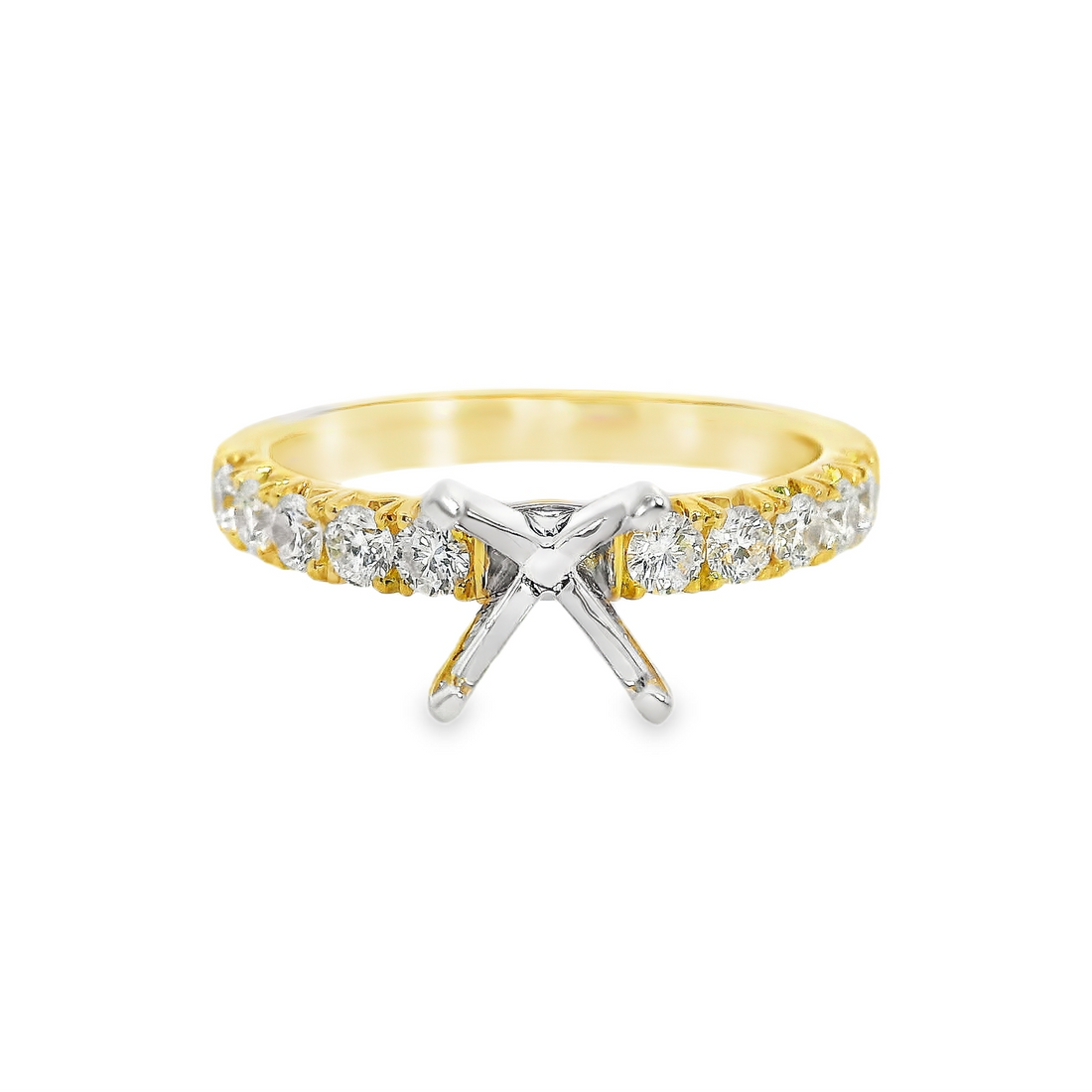14kt Yellow Gold Natural Round Diamond Semi-Mount Ring (.49ct0