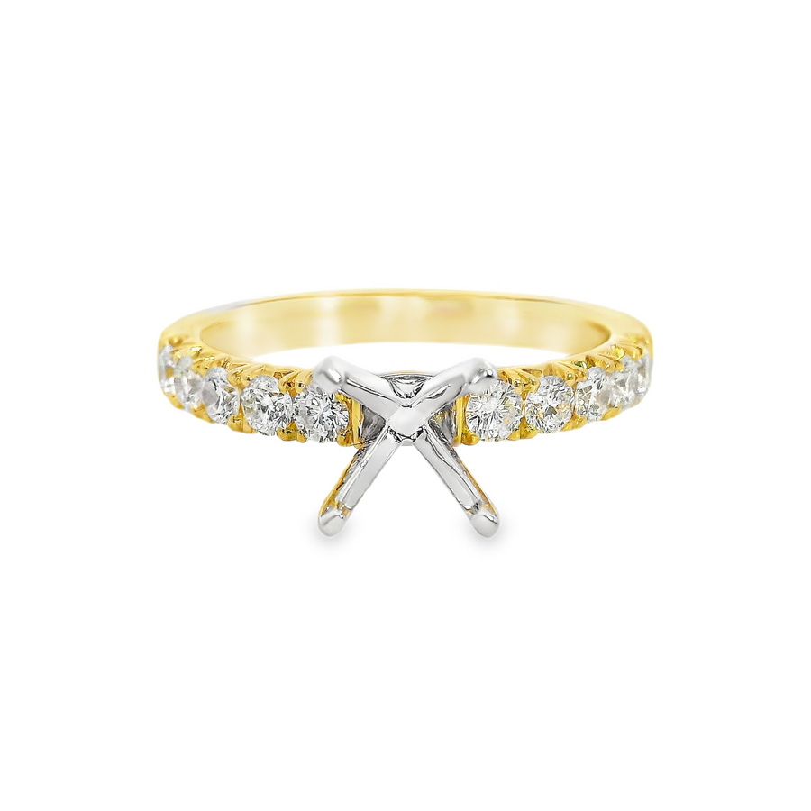 14kt Yellow Gold Natural Round Diamond Semi-Mount Ring (.49ct0