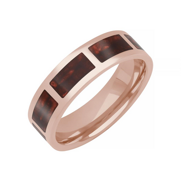 Goldman 14K Yellow Gold and Red Ceram8 Inlay 6mm Ring